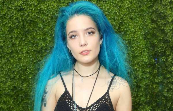 Foto di Halsey del 2015, che bei capelli blu.