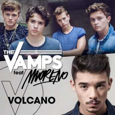Un poster per il brano Volcano con Moreno ed i The Vamps