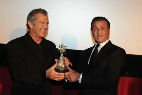 Mel Gibson film in Italia. Qui in foto con Sylvester Stallone.
