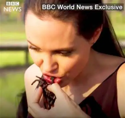 Angelina Jolie mangia i ragni con i suoi bambini in Cambogia