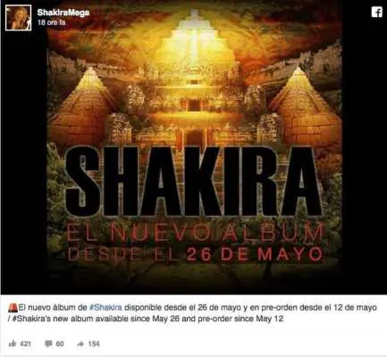 Secondo la pagina Shakira Mega questa potrebbe essere la data di uscita per l'11° album di Shakira.