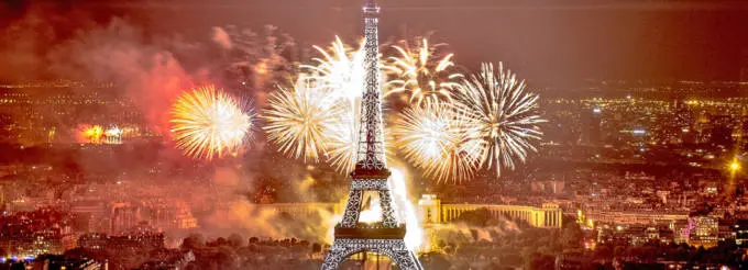 Immagine panoramica di Parigi durante Capodanno 