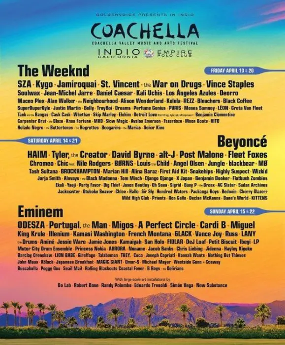 Coachella 2018 lista cantanti