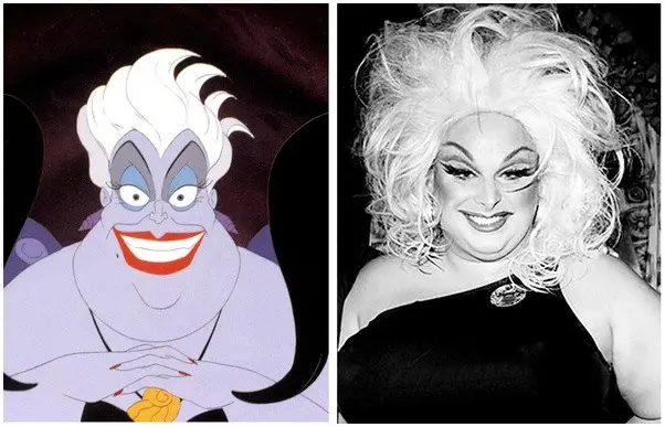 Un'immagine che compara le fattezze di Ursula e Divine 