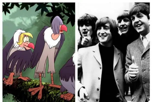 Immagine dei Beatles e degli avvoltoi del Libro della Giungla 