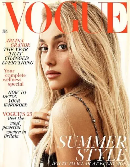 Ariana Grande bionda copertina Vogue UK Luglio 2018