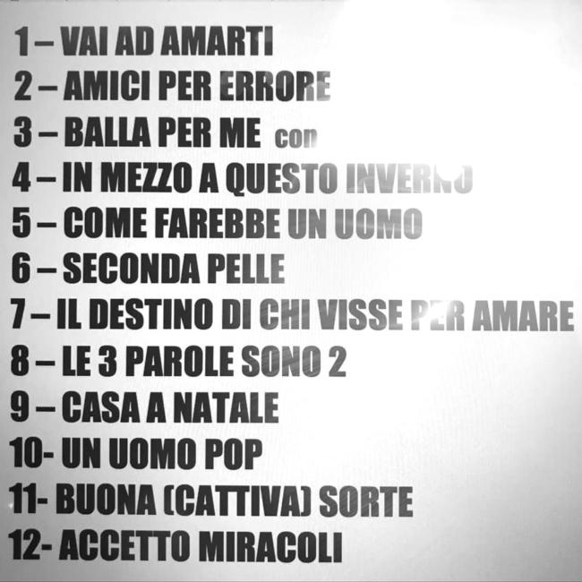 Tracklist album Accetto Miracoli di Tiziano Ferro