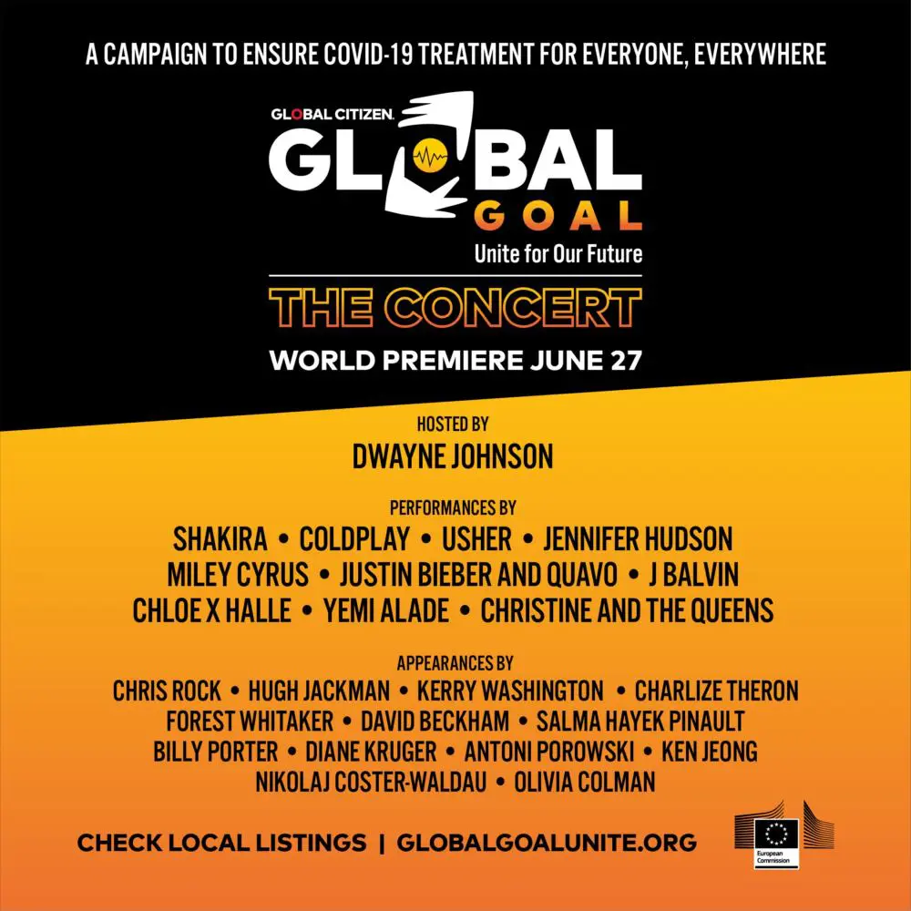 Programma dell'evento di Global Goal Unite for Our Future the Concert