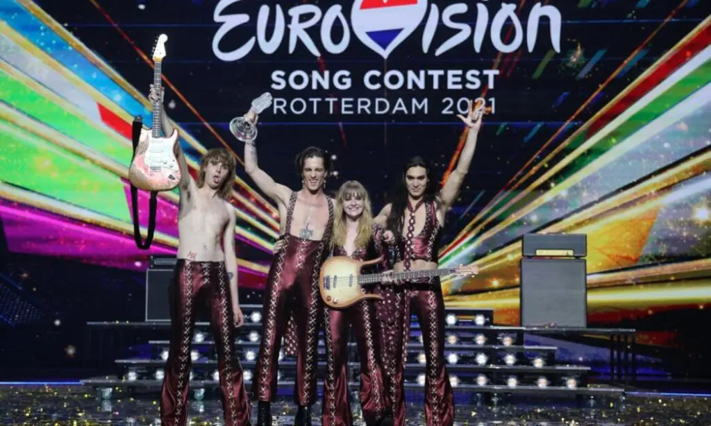 I Måneskin sul palco dell'Eurovision Song Contest 2021